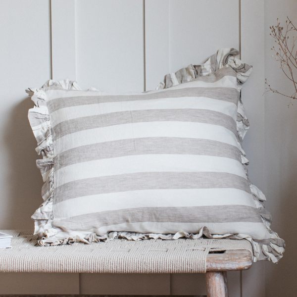 58x58 Neutral Linen Stripe Cushion