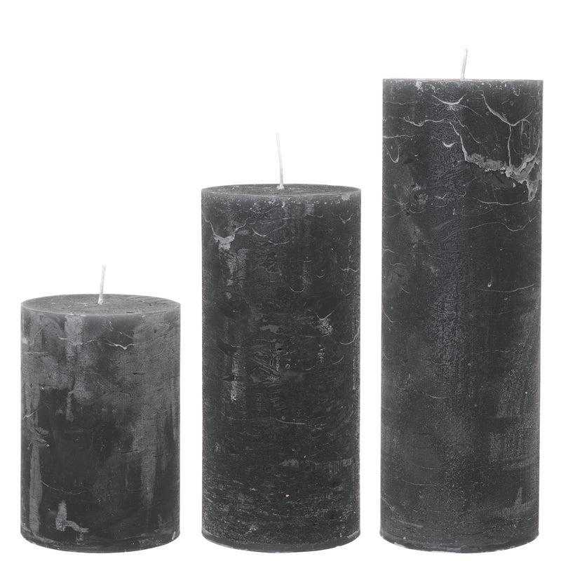 Rustic Antracite Pillar Candle 7x10