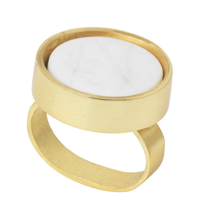 White/gold Marble Napkin Ring