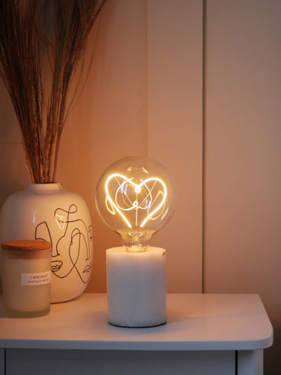 LED Screw Down White 'Heart' Bulb E27