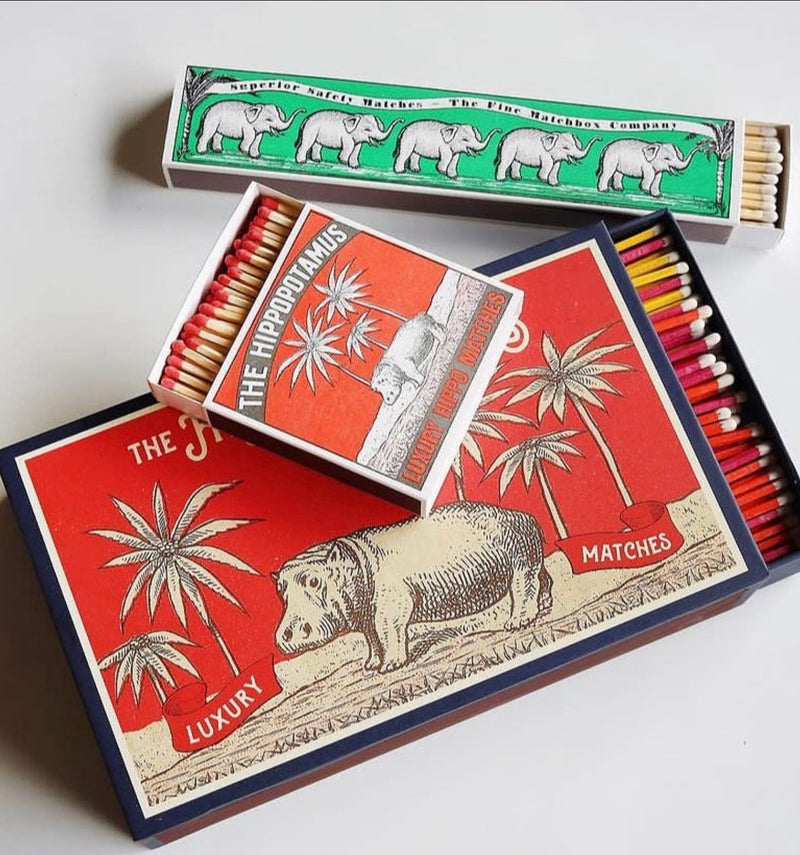 XL Hippopotamus Print Luxury Matches