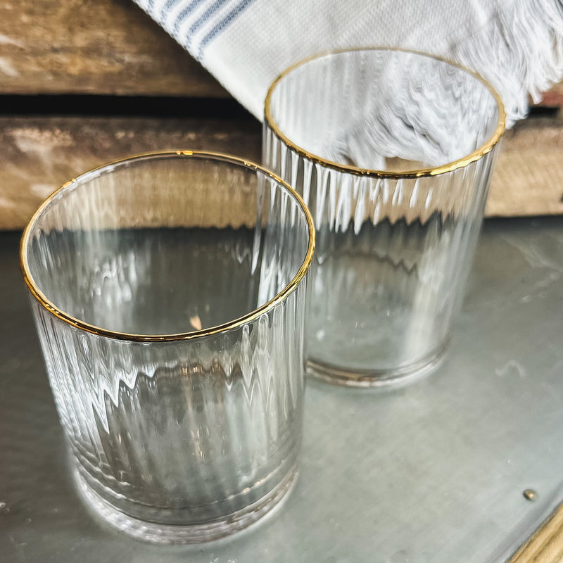 Gold Rim Ribbed Tumbler