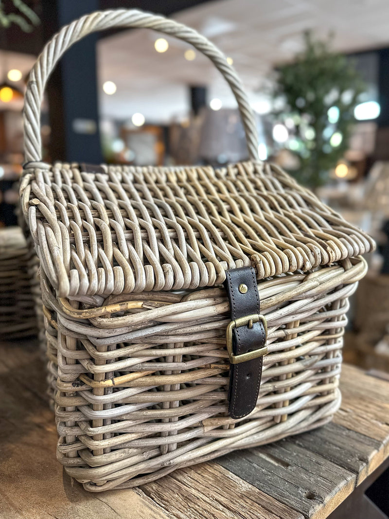 Woven Picnic Basket with Straps