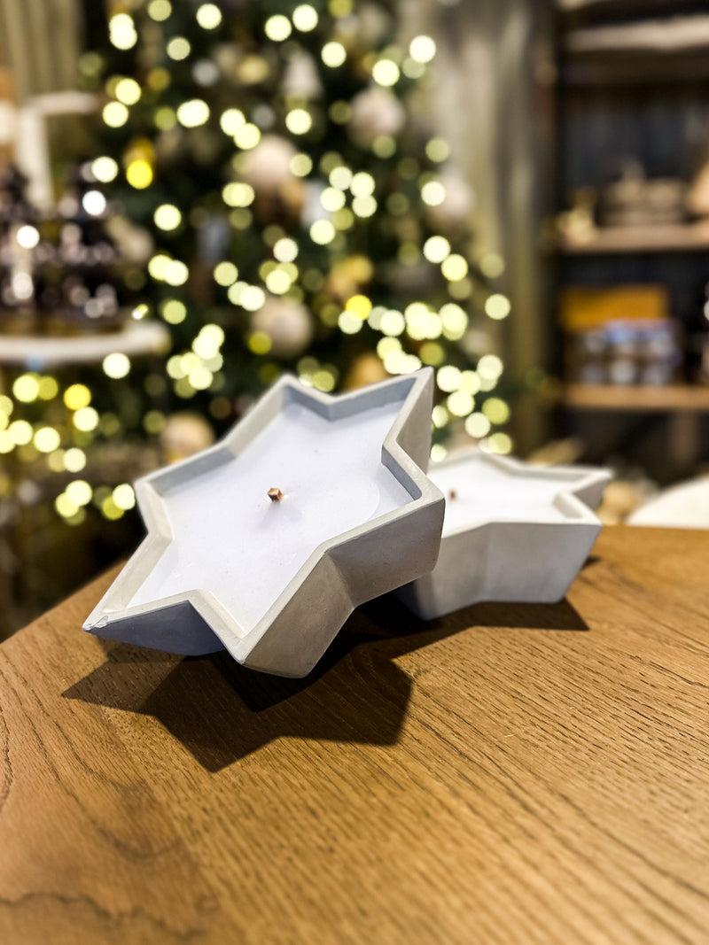 White Concrete Star Shaped Candle
