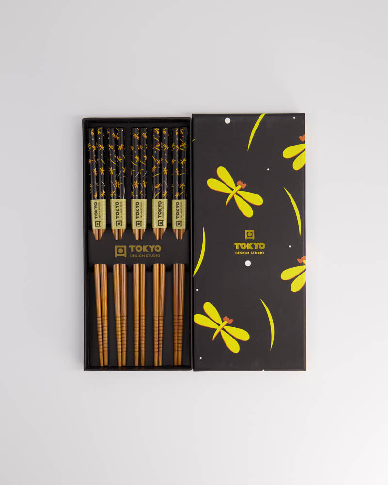 S/5 Yellow Dragonfly Chopsticks Set