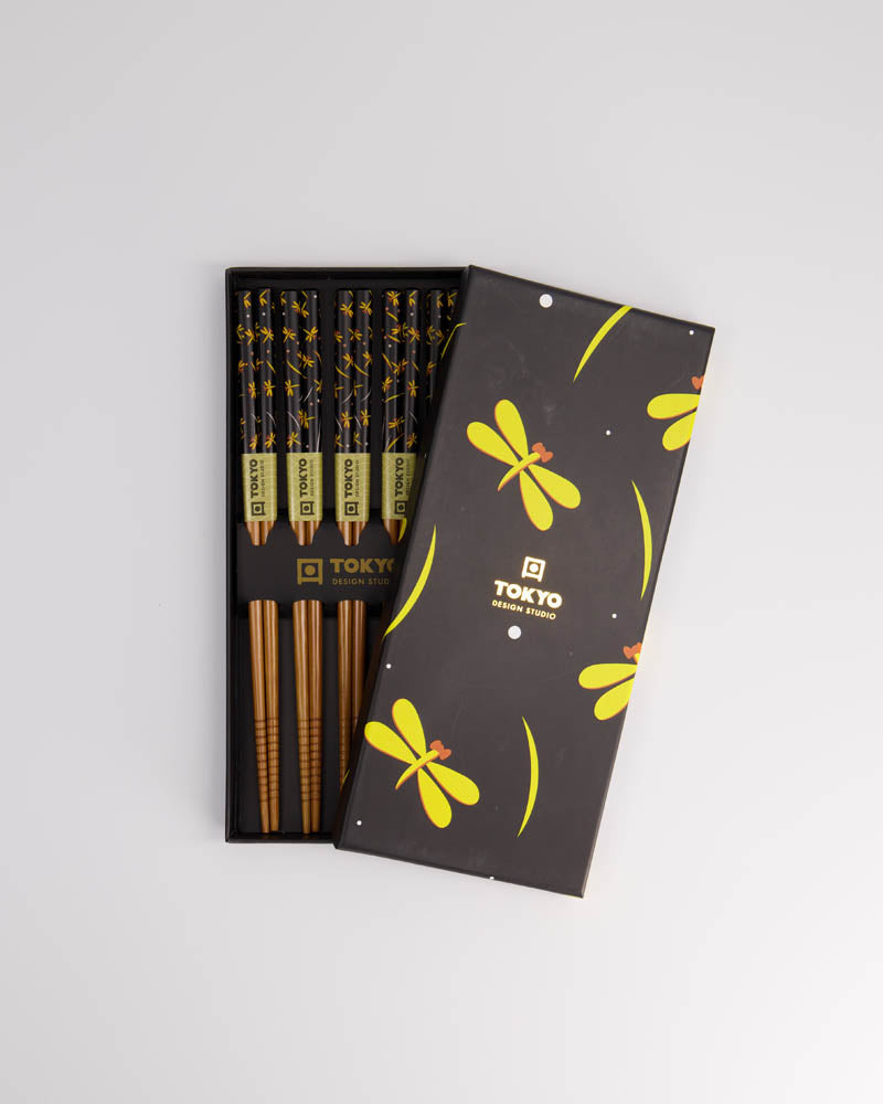 S/5 Yellow Dragonfly Chopsticks Set