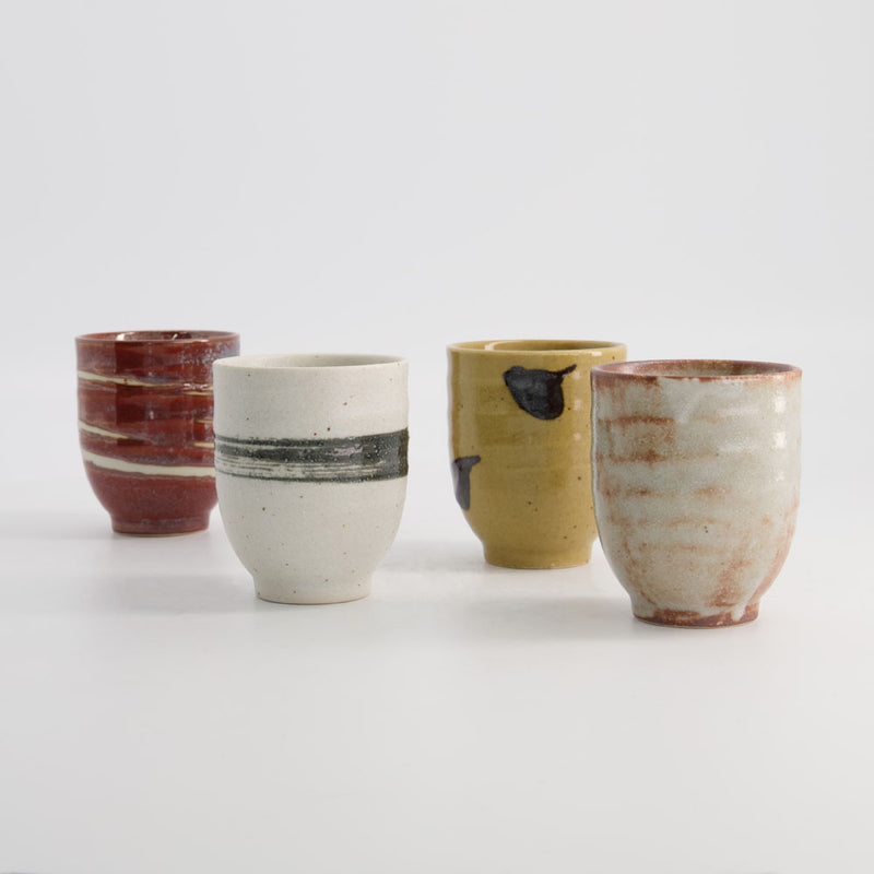 S/4 Mixed Colour Porcelain Cup Set
