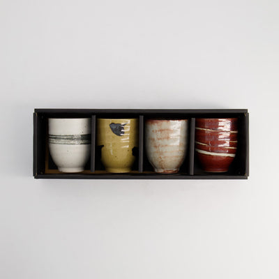 S/4 Mixed Colour Porcelain Cup Set