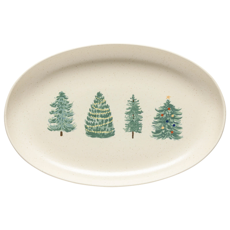 41cm Oval Christmas Tree Patterned Platter