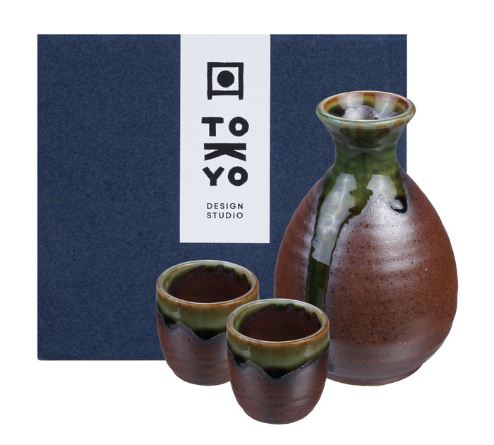 Brown & Green Sake Set