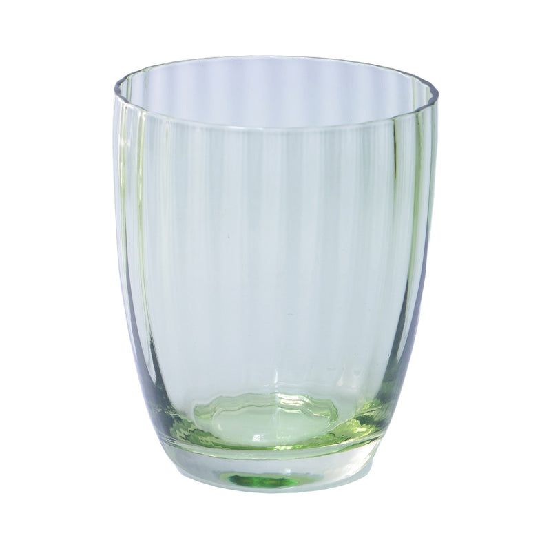 Ribbed Green Glass Tumbler