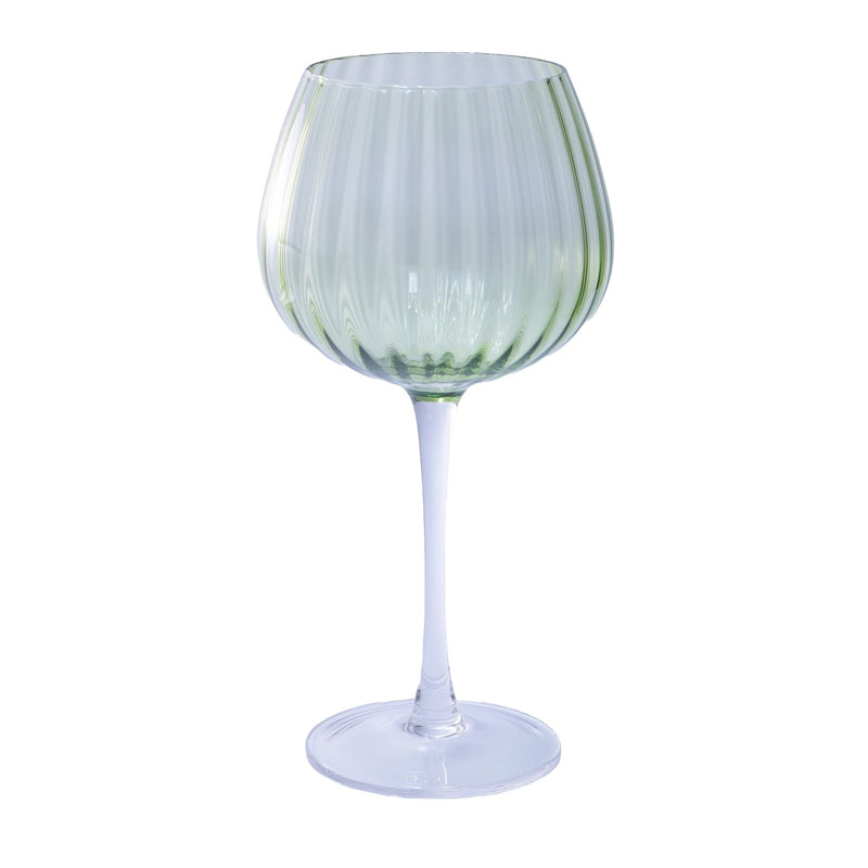 Ribbed Green Goblet Glass