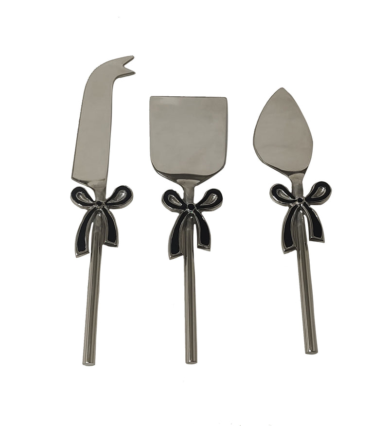 S/3 Nickel Black Bow Cheese Knives