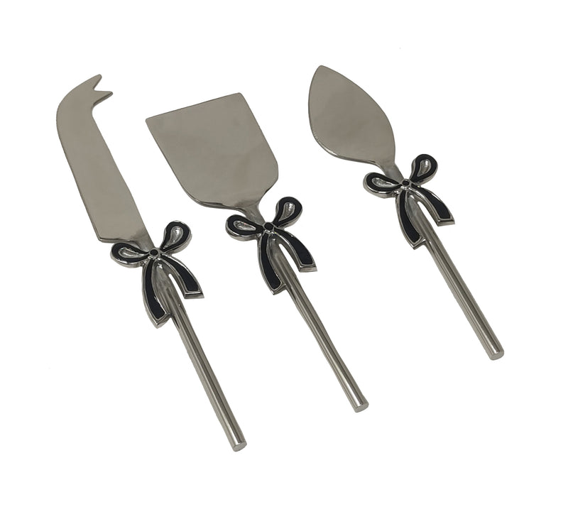 S/3 Nickel Black Bow Cheese Knives