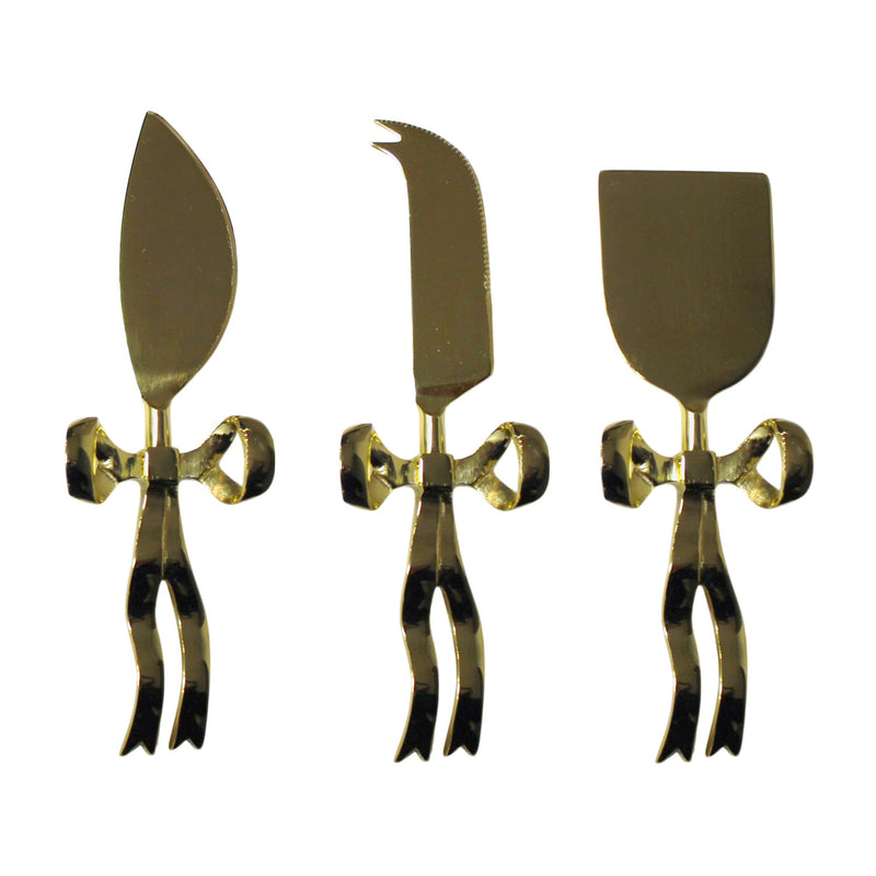 S/3 Gold Bow Cheese Knives