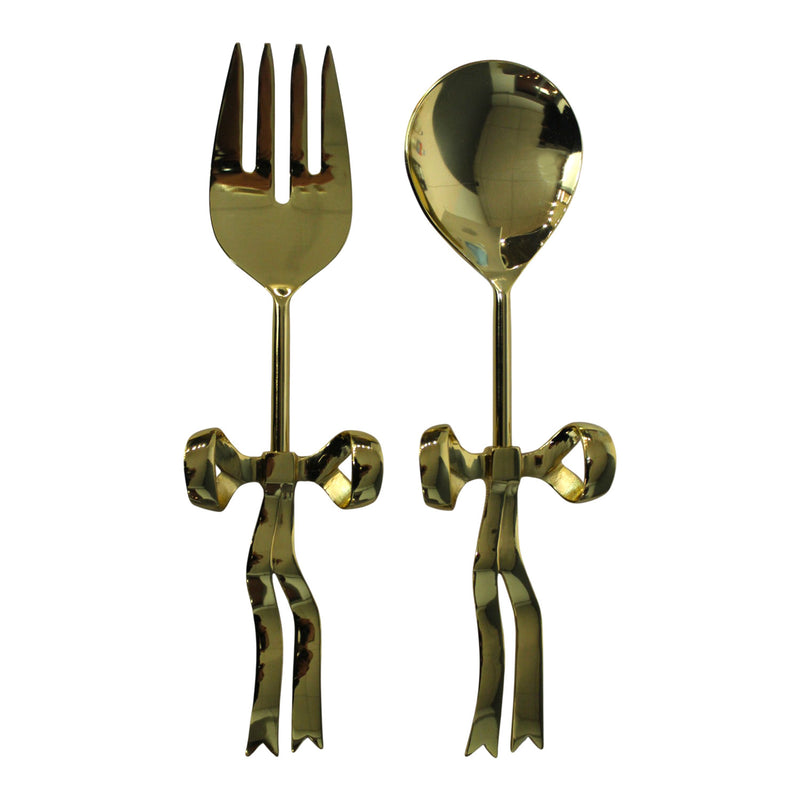 S/2 Gold Bow Salad Servers