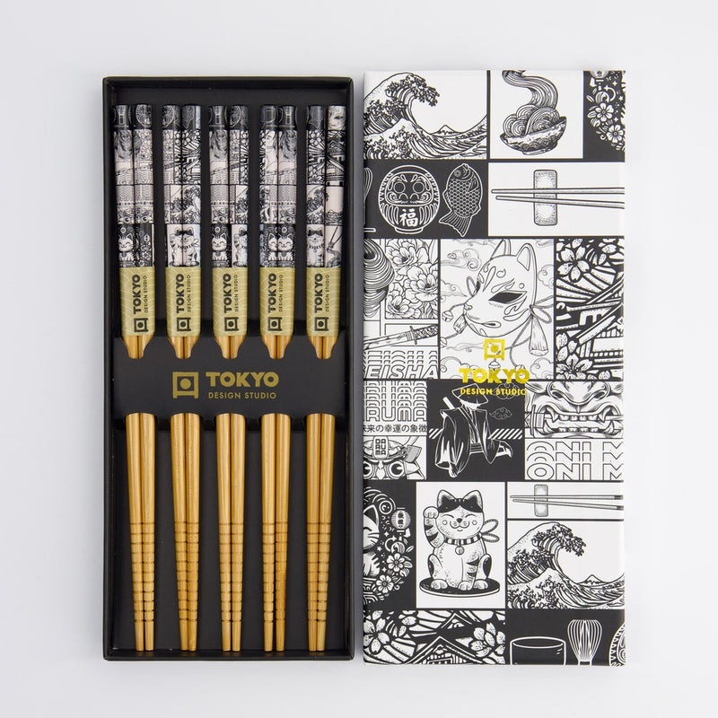 S/5 Tokyo Monochrome Chopstick Giftset