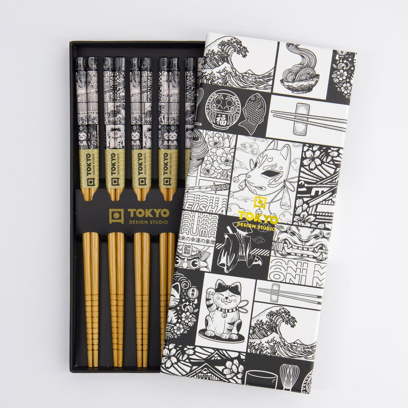 S/5 Tokyo Monochrome Chopstick Giftset