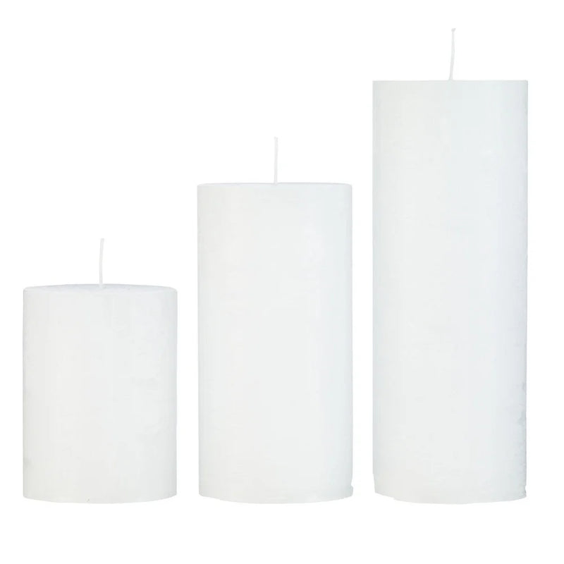 Rustic White Pillar Candle 7x15