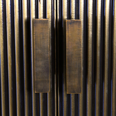 Antique Brass Ribbed 4 Door Sideboard