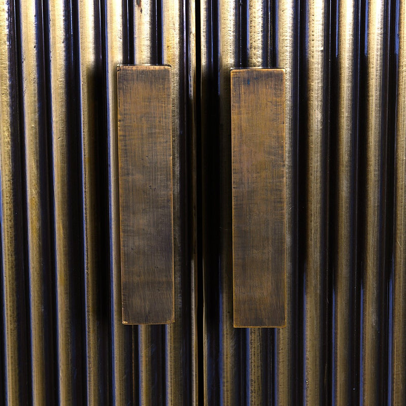 Antique Brass Ribbed 4 Door Sideboard