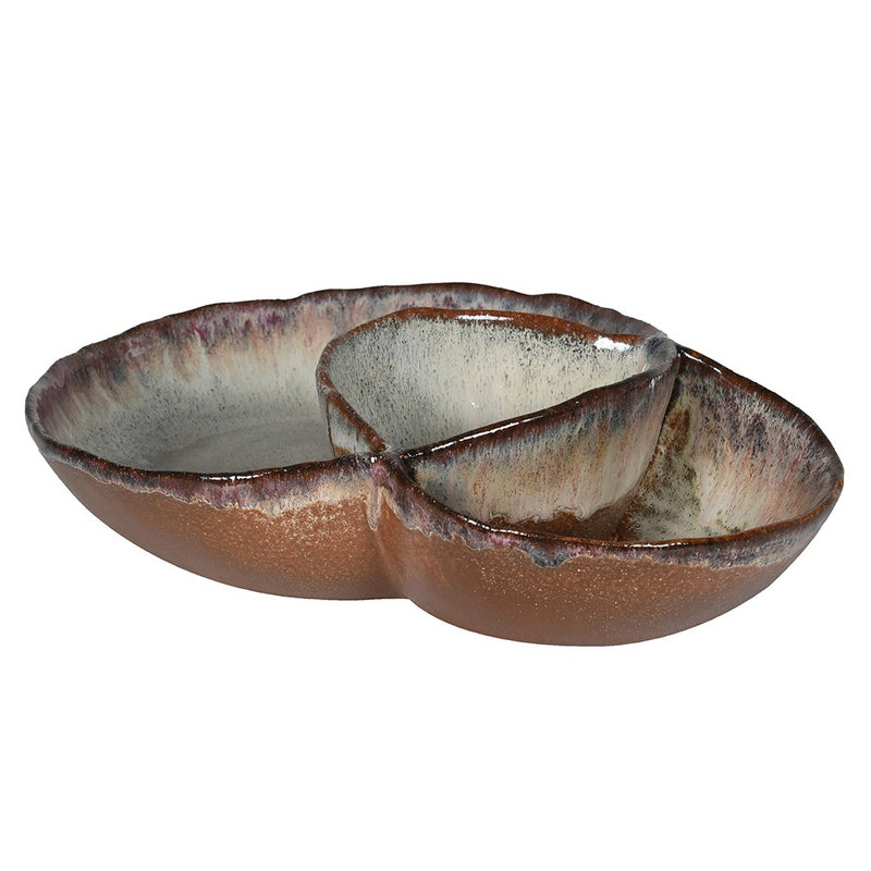 Brown Ombre Glazed Sectioned Bowl