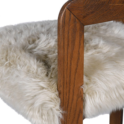 Oak Cream Sheepskin Barstool