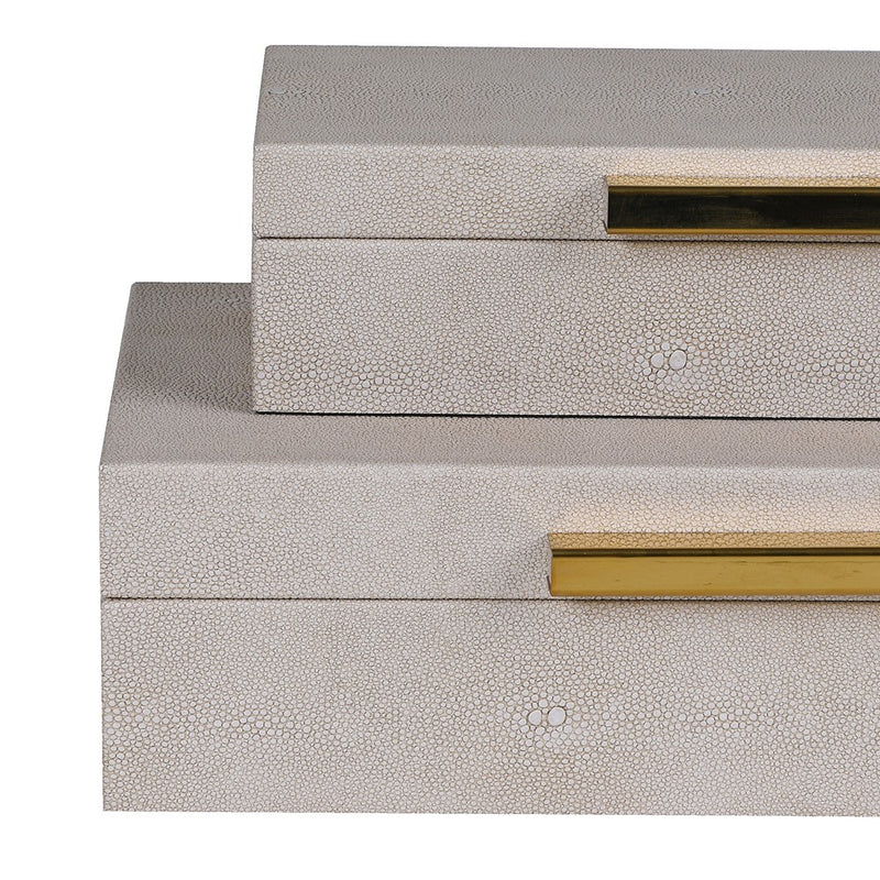 S/3 Faux Shagreen Taupe Boxes