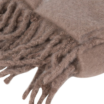 Faux Mohair Taupe Fringed Throw