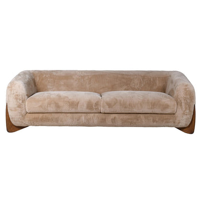 Taupe Faux Sheepskin 3 Seater Sofa