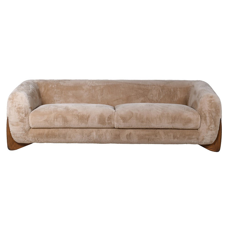 Taupe Faux Sheepskin 3 Seater Sofa