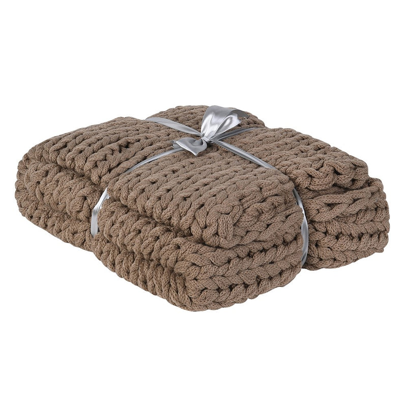 Mocha Chunky Knit Throw