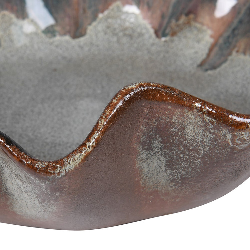 Brown Ombre Glaze Pleated Bowl