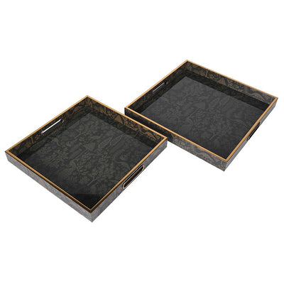 S/2 Olive Classical Garden Pattern Trays
