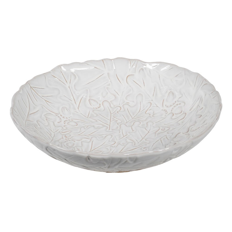 White Oak Leaf Ceramic Serving Bowl