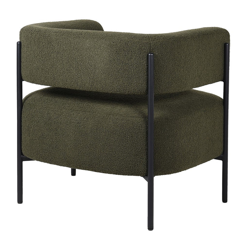 Moss Green Boucle Curved Accent Chair