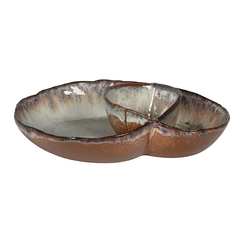 Brown Ombre Glazed Sectioned Bowl