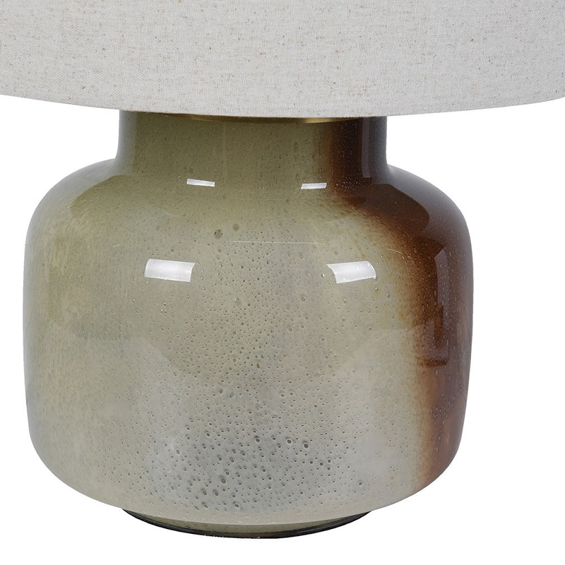 Brown & Cream Bubble Table Lamp W/Linen Shade