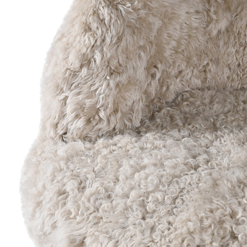 Beige Sheepskin Swivel Chair