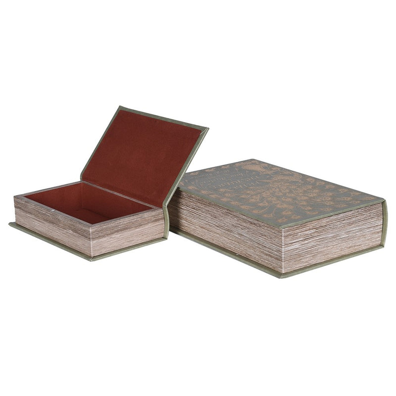 S/2 Green & Gold Classics Book Boxes
