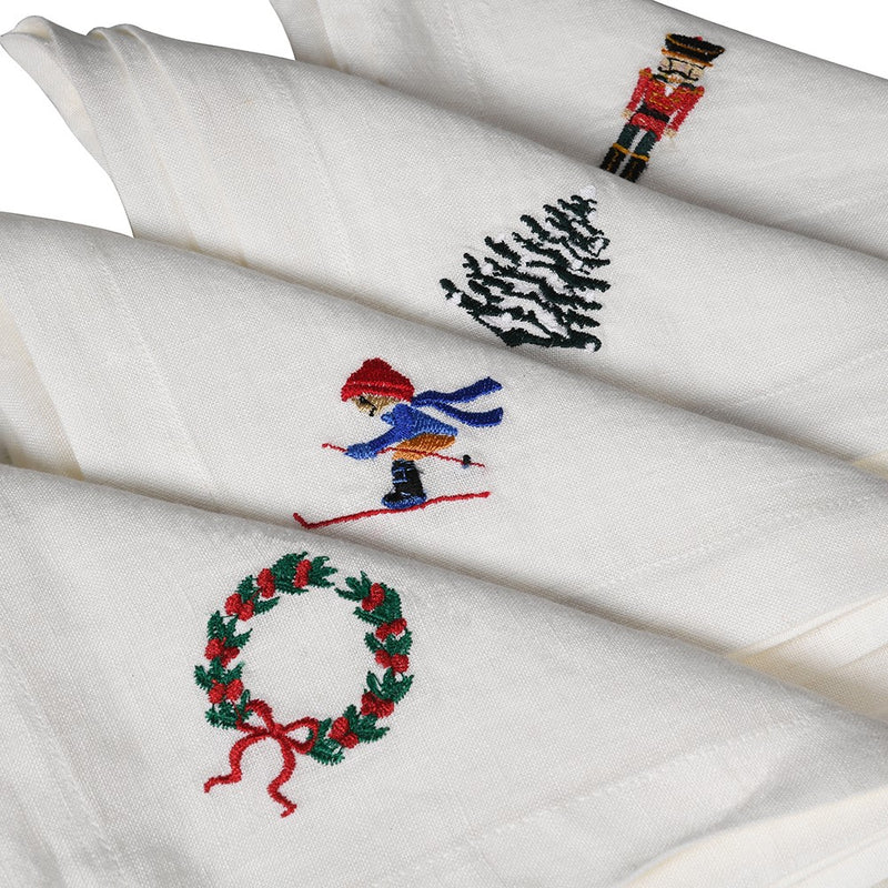 S/4 Christmas Linen Napkin