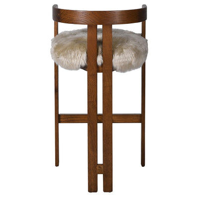 Oak Cream Sheepskin Barstool