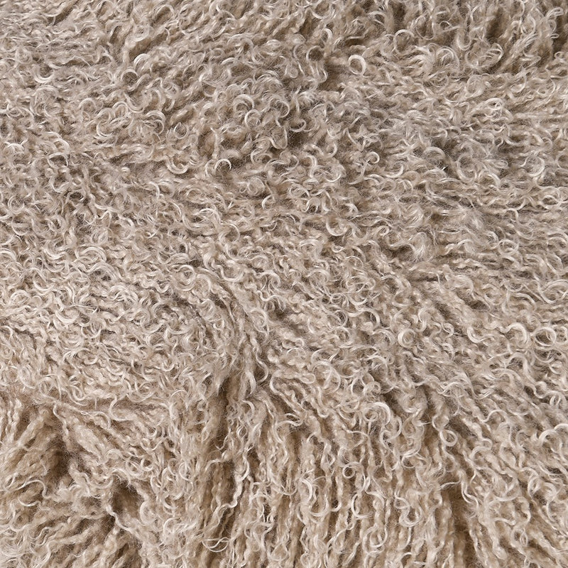 Long Taupe Faux Fur Bench