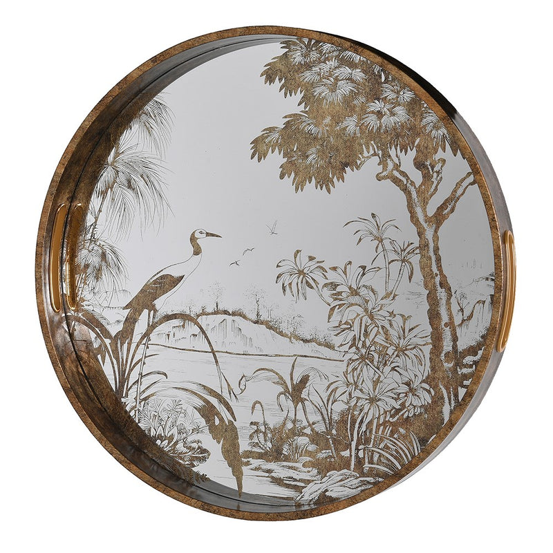 Antique Gold Jungle Scene Tray