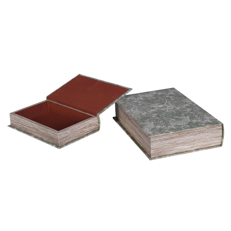 S/2 Green Floral Book Boxes