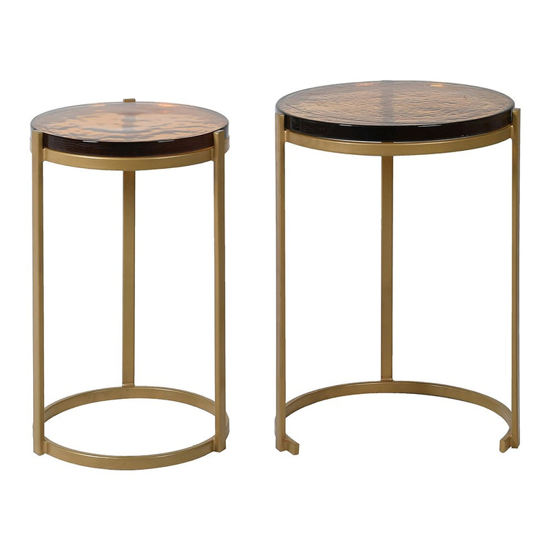 Set of 2 Amber Round Side Tables