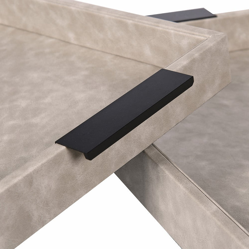 S/2 Grey Faux Leather Trays