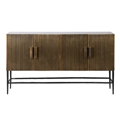 Antique Brass Ribbed 4 Door Sideboard