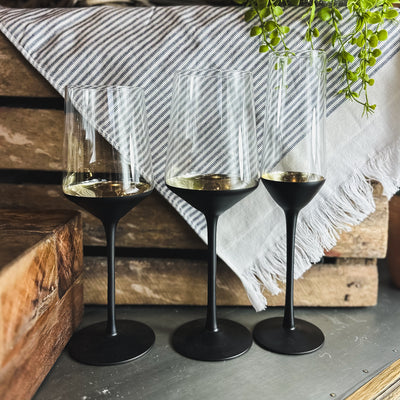 Black Stem White Wine Glass