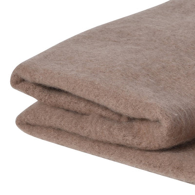 Faux Mohair Taupe Fringed Throw